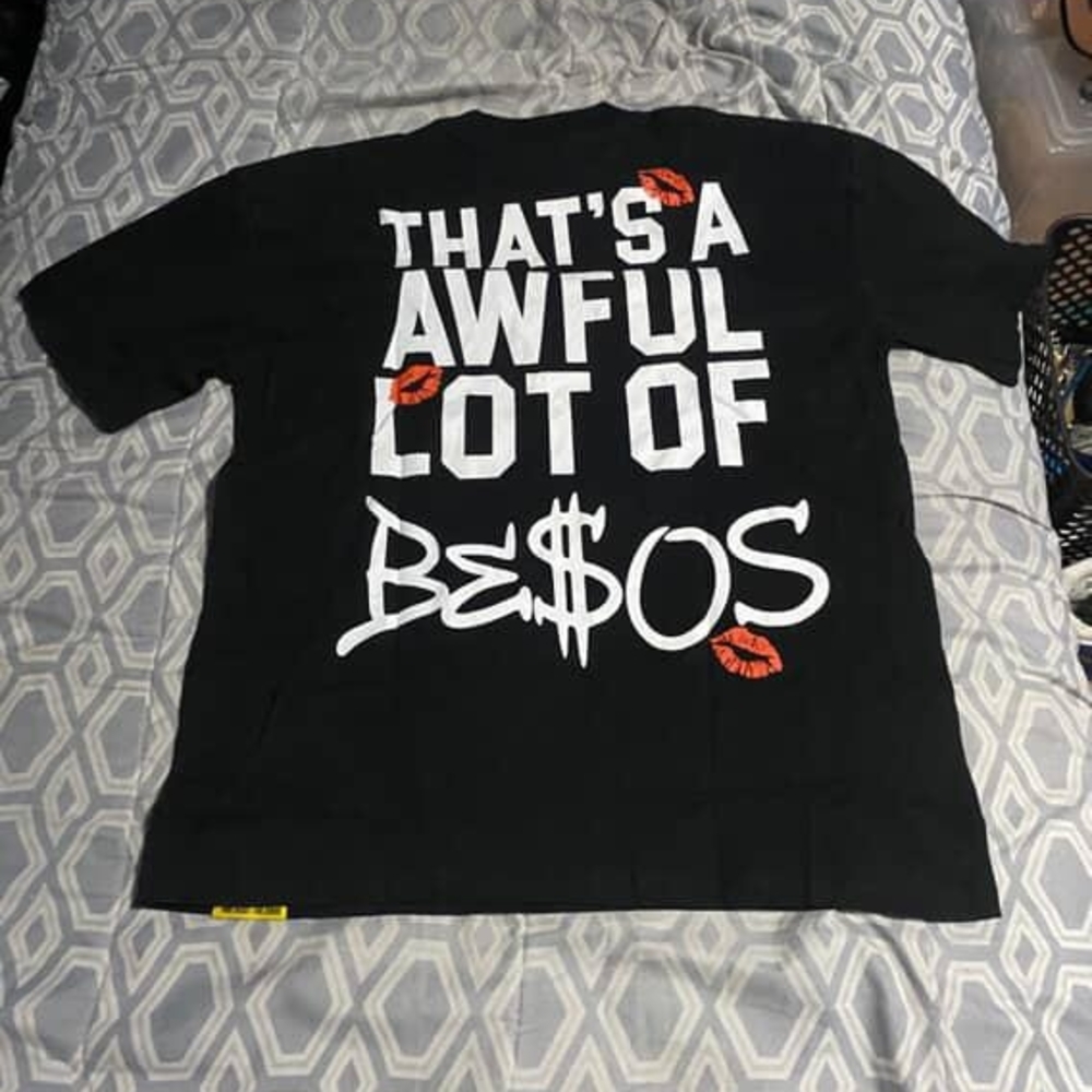 Black Graphic Auful Lot Of Cough Syrup Tee with Bold White and Red Design